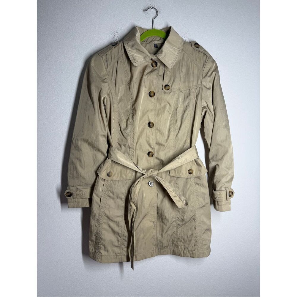 Barbara Lebek Women’s Lightweight Trench Coat Beige Belted Size 16 See Notes